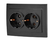 Розетка 2-ая, скрытая, с/з, черная, Стандарт, RS 16-238 Ч, Юпитер JP7423-03