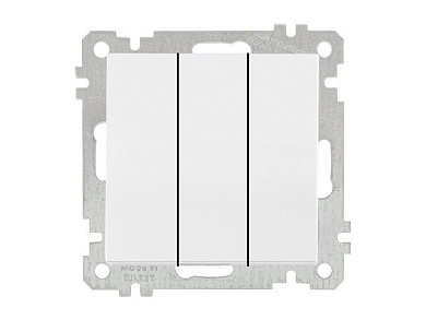 Выключатель 3-клав., скрытый, без рамки, винт. зажим, белый, DARIA, 10 A, 250 V, IP 20, Mutlusan 21004090201