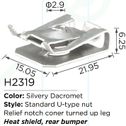 Клипса для крепления внутренней обшивки а/м Тойота, металл., 100 шт Forsage H2319(Toyota)