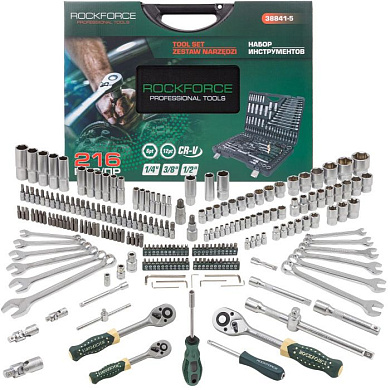 Набор инструментов 216 пр. 1/4'',3/8''&1/2'' 6-гр. RockForce RF-38841-5