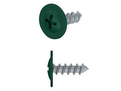Саморез 4.2х16 мм с прессшайбой, цинк, острый, RAL 6005 (зеленый мох) 500 шт в карт. уп. STARFIX SMC1-39904-500