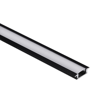 Профиль алюминиевый LIRA-1707 врезной с экраном, цвет черный, 2м AKS 89609