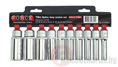 Набор глубоких головок Force 41014Q Spline (10-24 мм) 10 пр. 1/2''