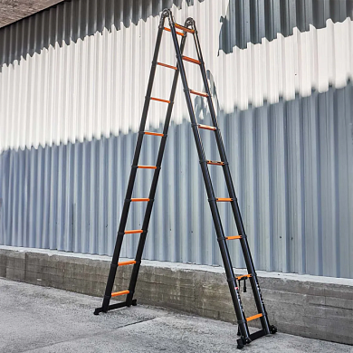 Лестница-стремянка телескопическая алюм. бытовая 3.6+3.6 м, 9+9 ступ. ISMA ISMA-UP360-M
