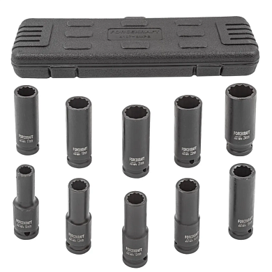Набор головок ударных глубоких 10-24 мм 10 пр, 1/2'' 12-гр ForceKraft FK-4107-9MPB