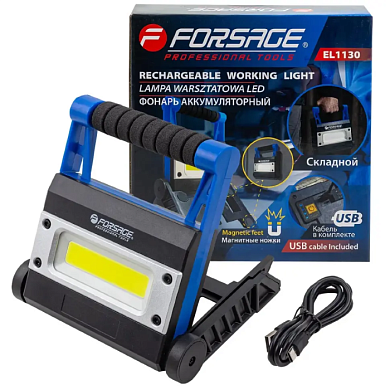 Фонарь светодиодный аккумуляторный 2200мАч, 600Лм, 8W COB Forsage F-EL1130