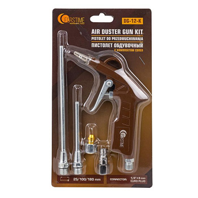 Пистолет обдувочный с комплектом сопел 3 пр., 25, 100, 180 мм со штуцерами FORSTIME FT-DG-12-K