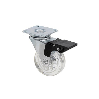 Колесо меб. SHIFT d75 h99 с площадкой с торм., прозрачный AKS 113224