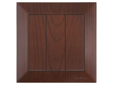 Выключатель 3-клав., скрытый, пруж. зажим, орех, DARIA, 10 A, 250 V, IP 20, Mutlusan 21204090157