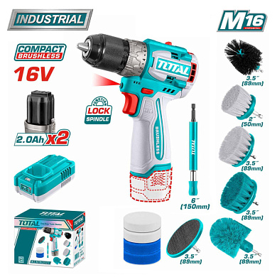 Дрель-шуруповерт с набором щеток TOTAL TOSLI240786