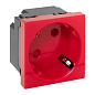 Розетка 45х45 с зазем, 45 градусов, быстрозажимные клеммы, красная EKF E2MR16-028-70-45-SL