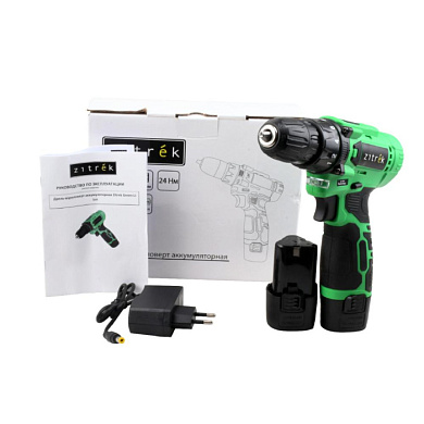 Дрель-шуруповерт аккумуляторная Green Li-ion, 12В, 2x1.5Ач ZITREK 086-1001