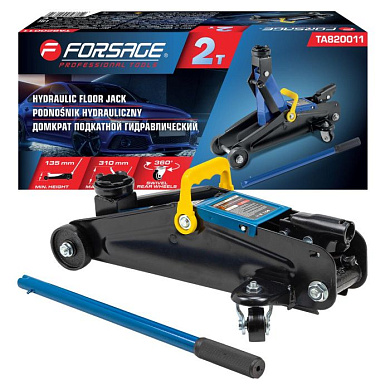Домкрат подкатной гидравлический с усиленным корпусом ''Profi'' 2 т 135-310 мм, с чехлом для хранения Forsage F-TA820011