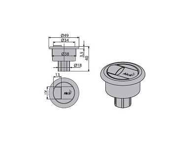 Кнопка для сливного механизма, Alcaplast V0296-ND