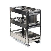 Выдвижная корзина-карго PRIME LINE 300 органайзер напр.скрыт.монтажа с доводчиком крепл.нижнее, инокс AKS 90768