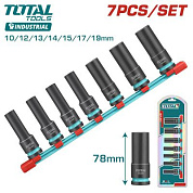 Набор глубоких ударных головок 10-19 мм 1/2" 6-гр 7 пр TOTAL THKISD12073L