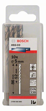 Сверло по металлу 5x52x86 мм, 10 шт., HSS-Co Bosch 2608585885