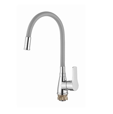 Смеситель для кухни с гибким изливом, цинк, хром + серый Ledeme L4699-9