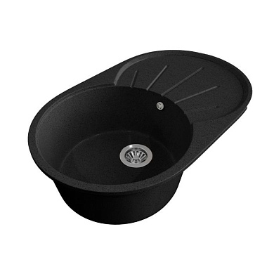 Мойка каменная, овальная одночашевая, GS-5, 735*455мм, черный, Gamma Stone 113122