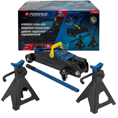 Домкрат подкатной гидравлический 2 т, 130-330 мм, с комплектом аксессуаров Forsage F-TH12074