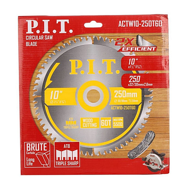 Диск пильный 250x32/30x2,2 мм 60T PIT ACTW10-250T60