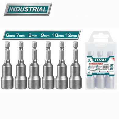 Набор торцевых магнитных насадок 1/4" 6-12 мм 6 пр. TOTAL TAC2765061