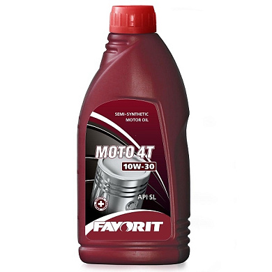 Масло моторное полусинтетическое для четырехтактных двигателей FAVORIT MOTO 4-T 10W-30 API SL, 1 л.