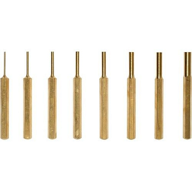 Набор выколоток латунных 1.5, 2.3, 3.2, 3.9, 4.7, 5.5, 6.3, 7.8 мм 8 пр. Yato YT-47124