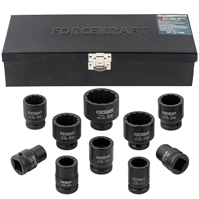 Набор ударных головок 17-46 мм 3/4" 12-гр 10 пр ForceKraft FK-6109-9MPB