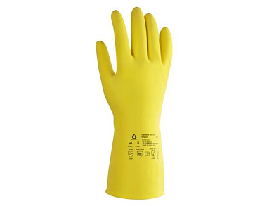 Перчатки К20 Щ20 латексные с хлопковым напылением р-р 7/S, Acid Eco, желтые JETA SAFETY JHG-101-S