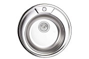 Мойка нерж. сталь, круглая одночашевая, d490мм, матовый хром, врезная (0,8мм) AKS 44749