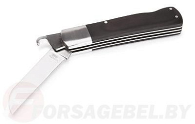 Нож электрика монтерский большой складной с прямым лезвием и пяткой КВТ НМ-09