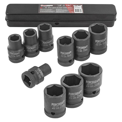 Набор головок ударных 10 пр. 1/2" 6-гр. 10-24 мм ForceKraft FK-4109-5MPB