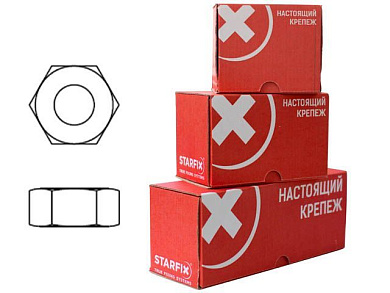 Гайка М5 шестигр., цинк, кл.пр. 6, DIN 934, 1000 шт в карт. уп. Starfix SMC1-47273-1000