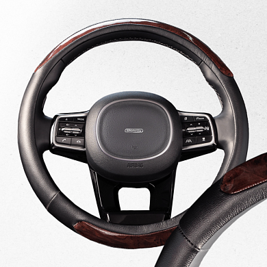 Оплетка экокожа M Wood- 6 Черная SKYWAY S01102170