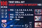 Набор сверл по металлу 100 пр. 1-10 мм Forsage F-924U100