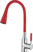 Смеситель для кухни с гибким изливом и лейкой, латунь, хром + красный Ledeme L4199-1