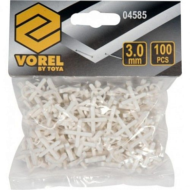 Крестики для плитки с ограничителем 3,0 мм 100 шт. Vorel 04585