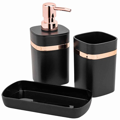 Набор для ванной комнаты 3 пр., дозатор для мыла, подставка для зубных щеток, лоток для аксессуаров La and Te beaute LT-BSP-10BK