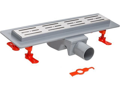 Сливной трап горизонтальный D 50, реш. нерж., сухой затвор, 65х400мм, AV Engineering AVE5016540