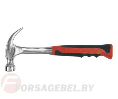 Молоток столярный с гвоздодером, металлическая ручка 450 гр. Yato YT-4570