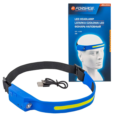 Фонарь налобный ударопрочный, 3-4.5V, 3W, IPX4 Forsage F-JBEL9906