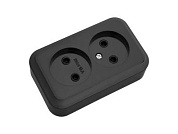 Розетка 2-ая (открытая, б/з) черная, Пралеска, Bylectrica РА16-260чер
