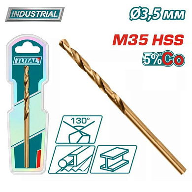 Сверло по металлу M35 HSS-CO 3,5 мм TOTAL TAC11203501