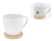 Кружка фарфоровая с бамбуковой подставкой, 350 мл, BAMBOO, PERFECTO LINEA 38-350928