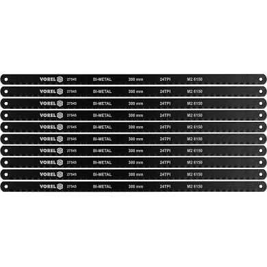 Полотно 300х12,6x0.65 мм по металлу 24TPI bimetal M2 + CrV 6150 10шт Vorel 27545