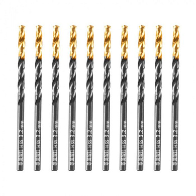 Сверло по металлу, 3,2 мм, HSS-Tin, Golden Tip, 10 шт. Denzel 717206