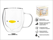 Кружка стеклянная с двойными стенками, 280 мл, серия Funny animals PERFECTO LINEA 30-130001