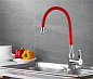 Смеситель для кухни с гибким изливом, латунь, хром + красный Ledeme L4898-1