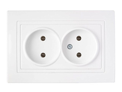 Розетка 2-ая (скрытая, б/з) белая, Уют, Bylectrica РС16-343